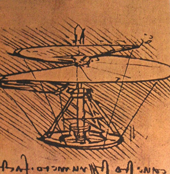 Imagen del diseño de una máquina voladora de Leonardo da Vinci