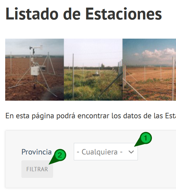 Imagen del listado de estaciones